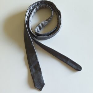 Elegant Gray Leather Necktie